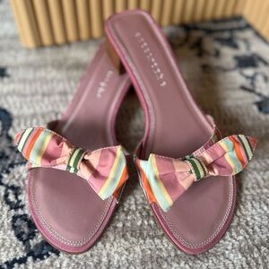 Apostrophe Y2K Kitten Heels Sandals Pink Bow Striped Sandals Size 7